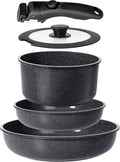GiPP 5PCS Pots and Pans Set Nonstick Detachable Nonstick Cookware Sets Induction Kitchen Set Removable HandleRV Cookware setOven/Dishwasher Safe