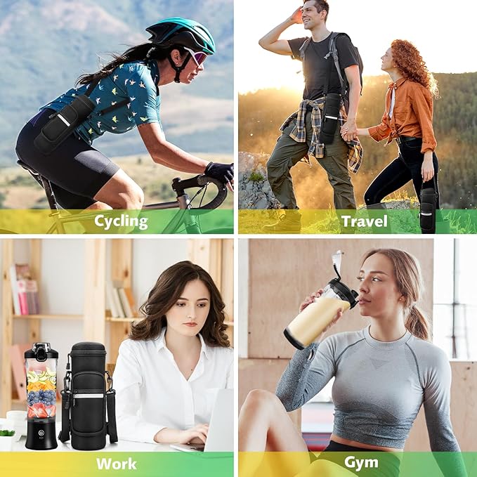 Portable Blender with Insulated Carrying Case &amp Recipe Book for Shakes and Smoothies 20 OZ Personal Juicer Electric Protein Shaker Bottle Mini Small Blender Cup with USB-C Rechargeable Travel L