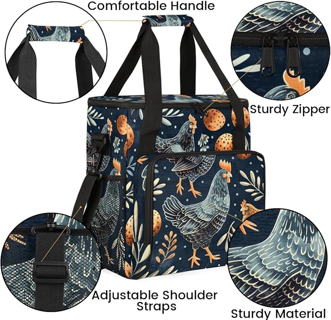 Chicken Leaf Egg Coffee Maker Travel Bag for Keurig K-Mini/K-Mini Plus Insulated Waterproof Tote with Pockets for K-Cup Portable Single-Serve Brewer Case