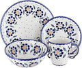 Blue Rose Polish Pottery - Yellow Sunflower 16 Piece Dinner Set - 4 Place Settings - Great for Everyday Dining Casual Dining or as Formal Dinnerware