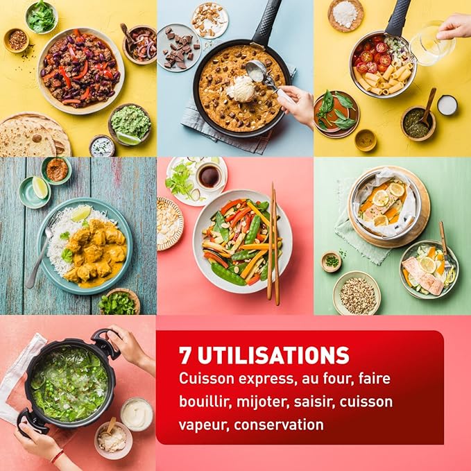 Tefal Ingenio All-In-One 8-Piece Cookware Set Cooking Pot Non-Stick Pan Stainless Steel Saucepan Steamer Basket Lids