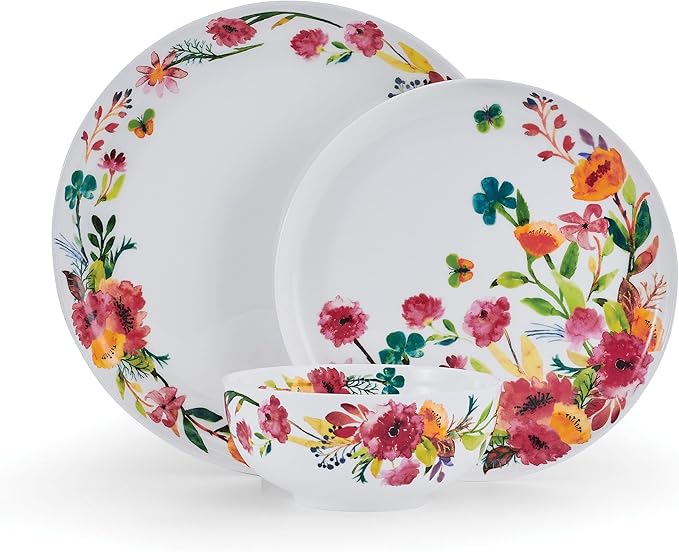 Mikasa Karina Bone China Lightweight Chip Resistant 12 Piece Dinnerware Set Service for 4