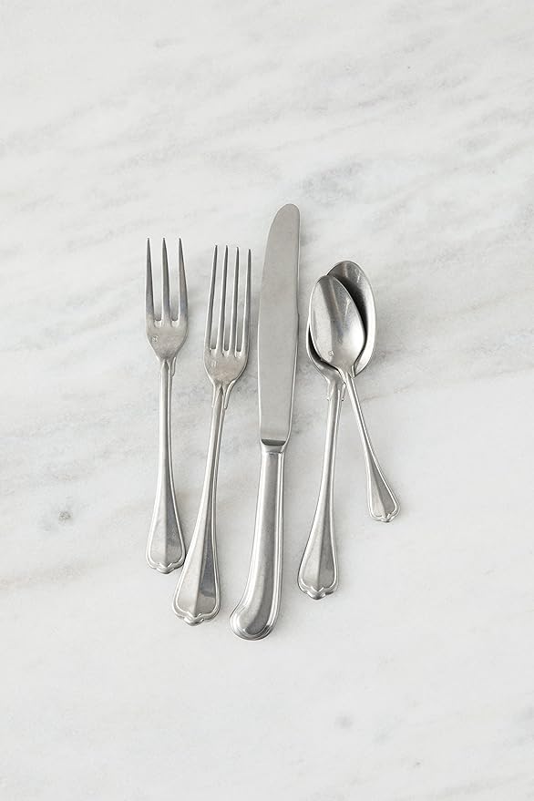 Fortessa San Marco 18/10 Flatware 5 Piece Place Setting Service for 1 Antique Silver