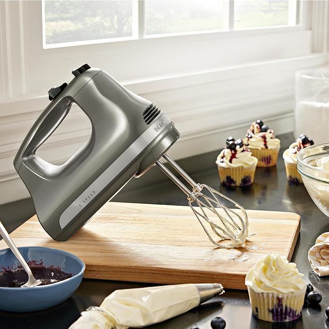 KitchenAid 4-Slice Toaster and 5-Speed Hand Mixer Bundle - KMT4115 and KHM512 Contour Silver