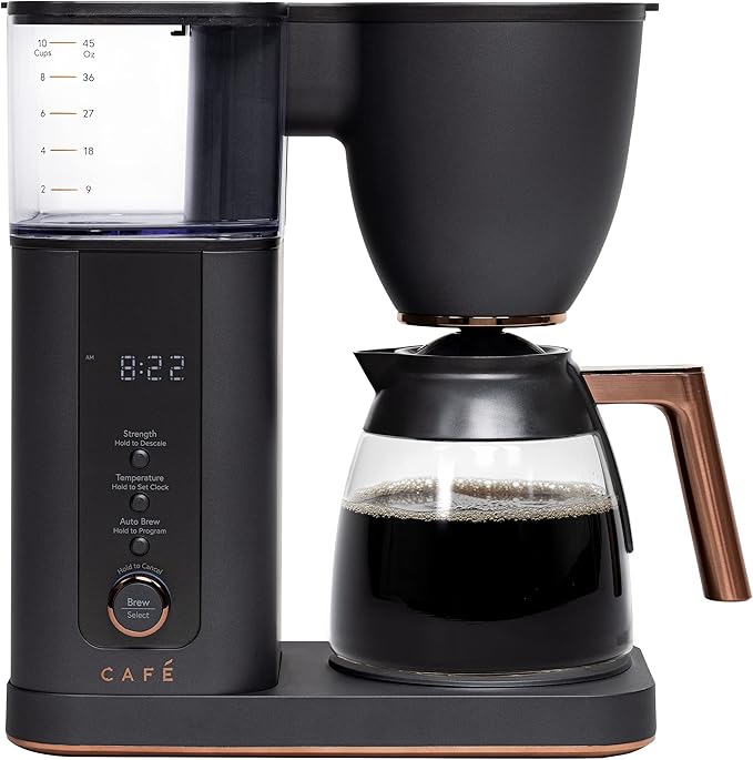 Café Specialty Drip Coffee Maker 10-Cup Glass Carafe WiFi Connected Smart Voice-to-Brew Includes Reusable Filter Basket &amp Grounds Scooper Barista-Quality Brew SCA Certified Matte Black