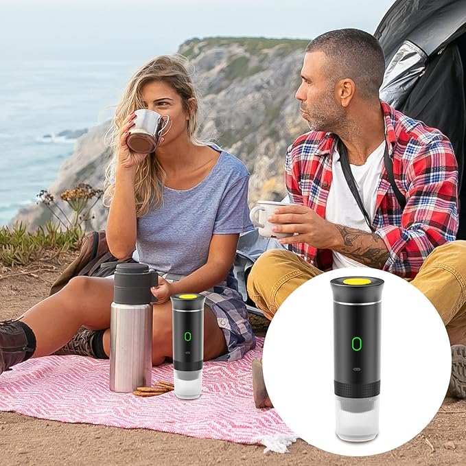 Portable Coffee MachineCar Coffee Maker - Professional Brew Device Small Rechargeable Extraction Tool for Camping Hiking