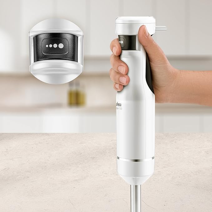 Ufesa Stellar TouchSpeed 1500W Hand Blender Digital Display Variable Touch Speed 4 High Efficiency Blades Ergonomic and Anti-splash Design Measuring Cup Included BPA Free