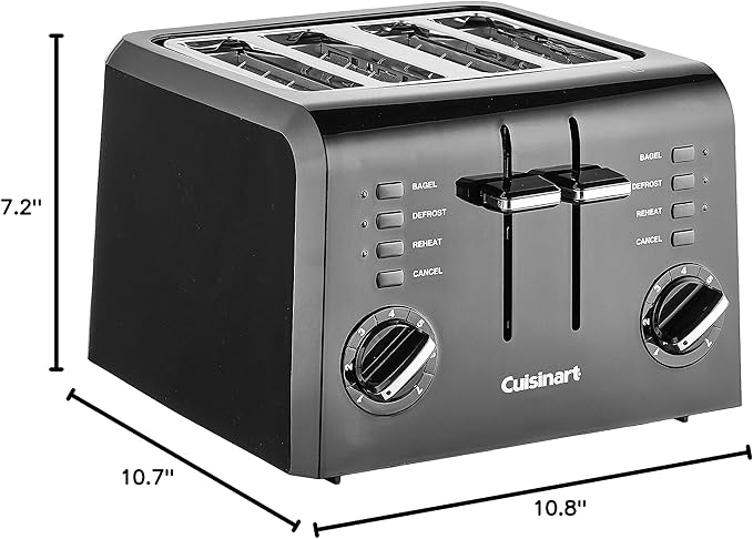 Cuisinart 4-Slice Compact Plastic Toaster Black CPT-142BKP1