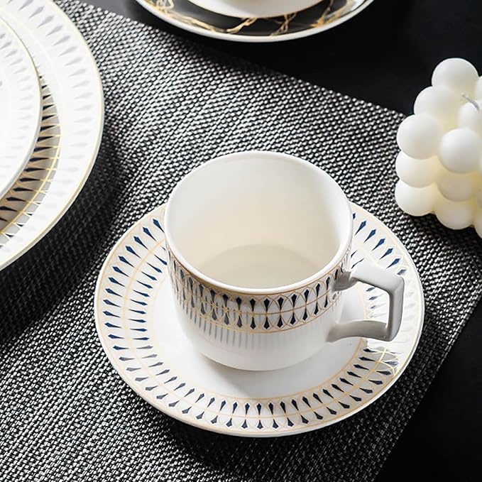 24-piece dinnerware sets dish set for 6 ceramic round plates white kitchen dish set with dinner plates and cup plates and cups set daily use dishwasher safe for housewarming party
