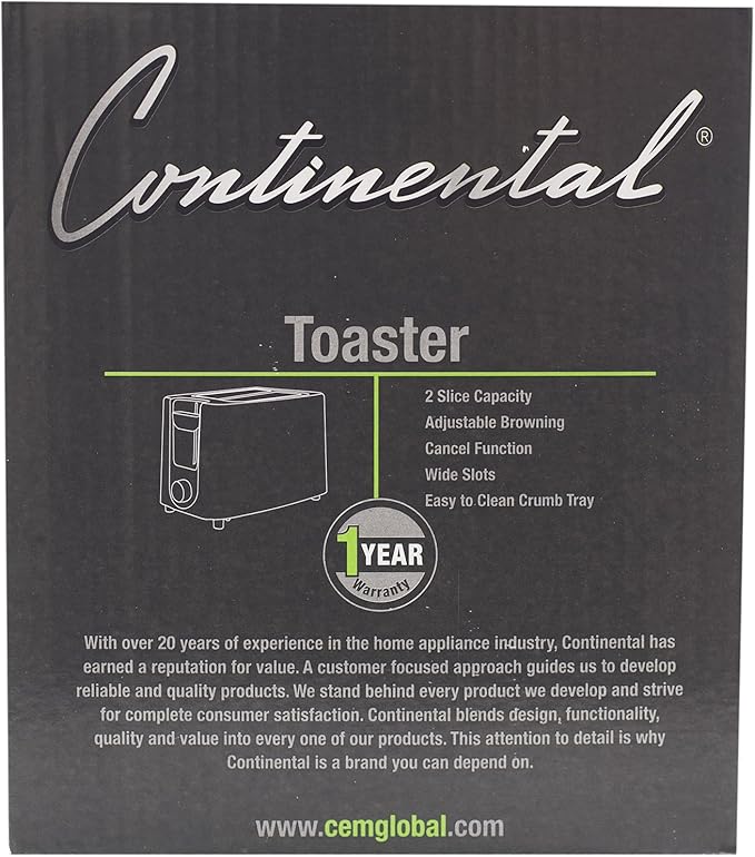 CE North America CETT019 2-Slice Toaster-BLK