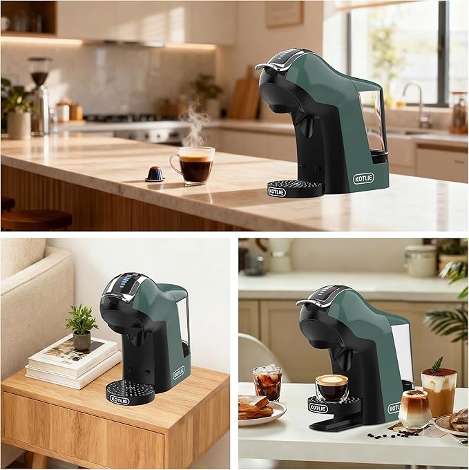 KOTLIE EM-308B Espresso Machine Single Serve Coffee Maker Compatible with Multiple Capsule Types Ground Coffee and ESE Pods 3 Temperatures 7 Water Volume Levels 34 Oz（Green）
