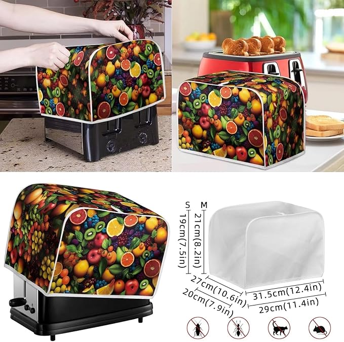 Appliance Covers for Kitchen Counter Fresh Fruits Toaster Cover Kitchen Appliance Cover Set Universal Size Blender Cover Slow Cooker Cover and Toaster Cover 2 Slice Cooker Cover Dust Cover