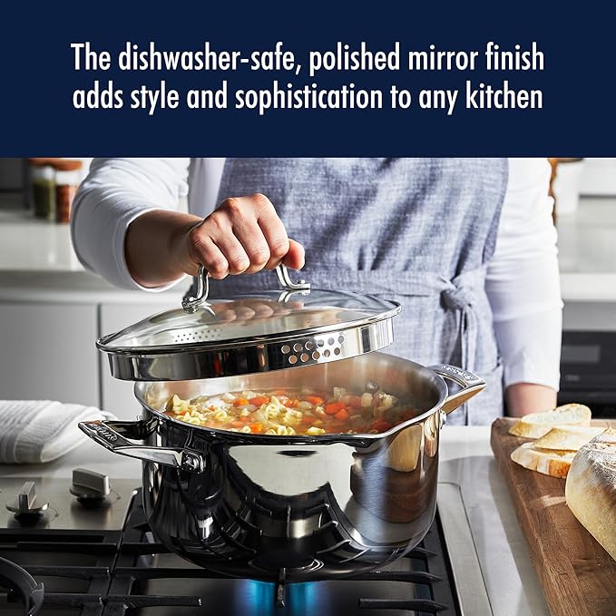 HENCKELS Clad H3 10-pc Induction Pot and Pan Set Stainless Steel Durable and Easy to clean