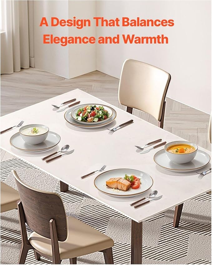 Ceramic Dinnerware Set 12 Piece - White Plates and Bowls Set for 4 Microwave &amp Dishwasher Safe Durable &amp Stackable Kitchen Tableware
