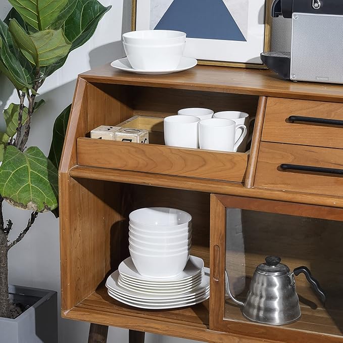 Stone Lain Bone China Soft Square 16 Piece Dinnerware Set White