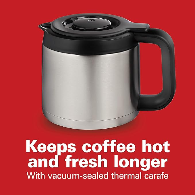 Hamilton Beach Programmable Front-Fill Coffee Maker with Thermal Carafe (46391) 12 Cup Capacity Black and Stainless
