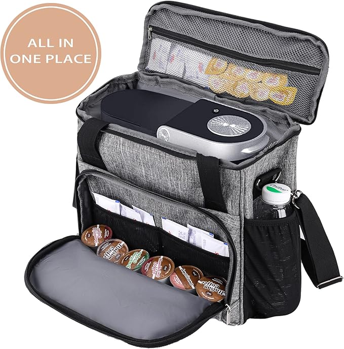 Coffee Maker Carring Bag for Keurig K-Slim/K-Express/K-Iced/Ninja PB041ST/Ninja PB051 Water Resistant Carry Case for Travel Grey