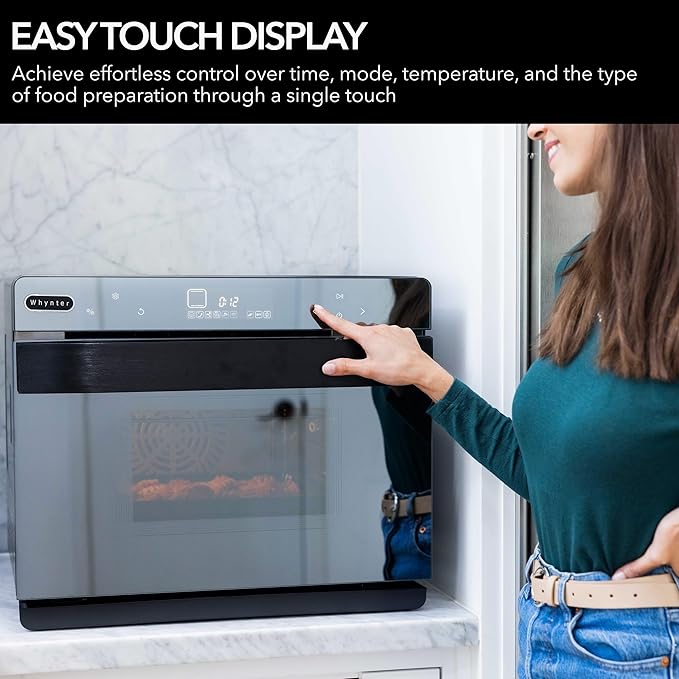 Whynter Multi-Function Convection Steam Oven 40 Quart Air Fryer Dehydrator Yogurt Maker 1800W Stainless Steel LED Control Tempered Glass Door