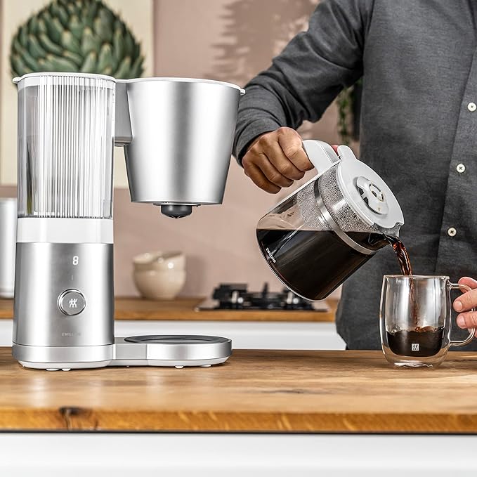 ZWILLING Enfinigy Glass Drip Coffee Maker 12 Cup Awarded the SCA Golden Cup Standard Silver