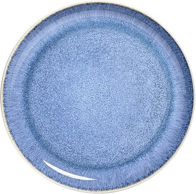 Sango 12-Piece Stoneware Dinnerware Set for 4 Light Blue Reactive Glaze on White Plates and Bowls Sets Kitchen Ceramic Dish Set Modern Dishes for Everyday Dining Microwave &amp Dishwasher Safe C