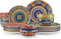 vancasso 18-Piece Dinnerware SetsCeramic Plates and Bowls Sets Service for 6 Bohemian Style Porcelain Dishes Set for 6 Microwave and Dishwasher Safe Scratch ResistantNon Toxic Series KRVI
