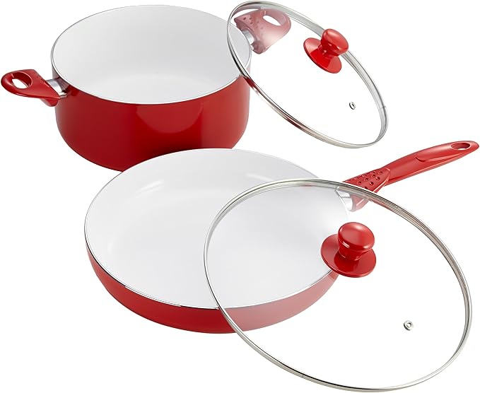 Ceramic Cooking and Frying Set Red