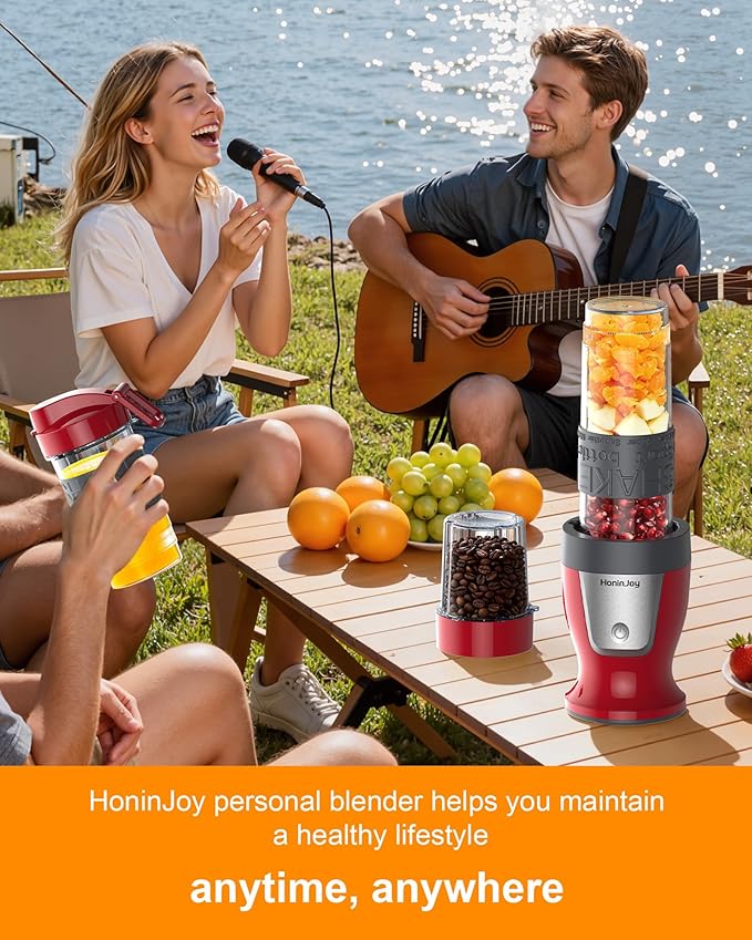 Smoothie Blender 650W Personal Blenders for Shakes and Smoothies with Grinder Cup &amp 2 BPA-Free Portable Cups (20oz+14oz) Portable Blender for Juices Smoothies Maker for Kitchen Red