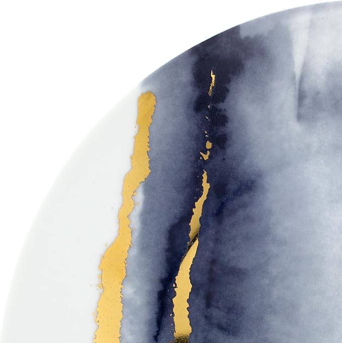 Joseph Sedgh Collection “Lazuli” 12-Piece Porcelain Dinnerware Set Service for 4 Blue and Gold