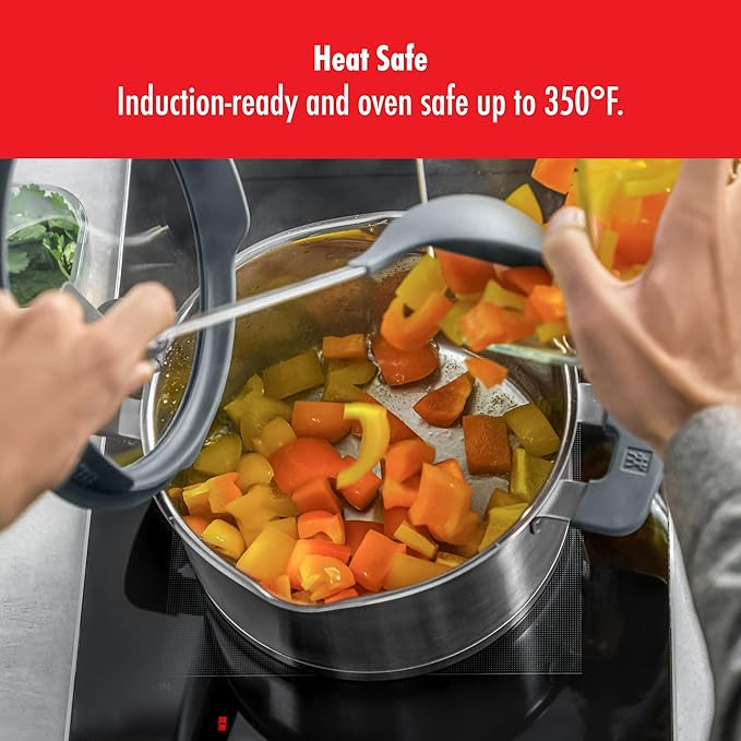 ZWILLING Simplify 9-pc Cookware Set Premium Stainless Steel Pots and Pans Set for Kitchen Induction Cooktops &amp BBQ Sides Oven Safe Dishwasher Safe Grey Handles
