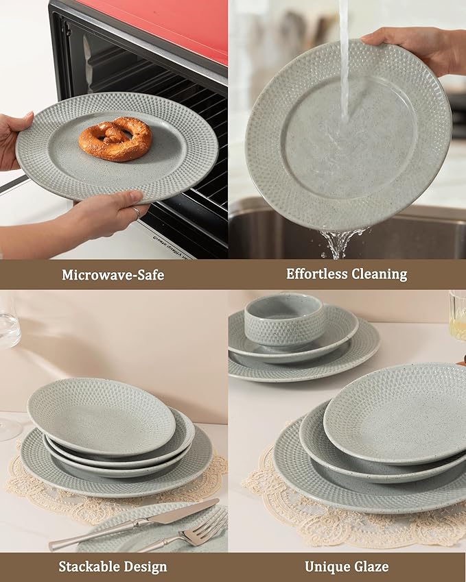 Dinnerware sets plates and bowls sets modern platesCeramic Dinnerware Sets12 Pieces Porcelain Lightweight PlatesScratch Resistant Dish Set (style - 12 4 - Set (12pcs))