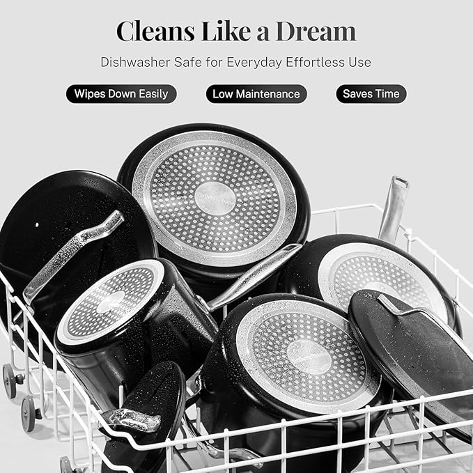 Gotham Steel Modern 11 Pc Ceramic Pots and Pans Set Non Stick Professional Elegant Kitchen Cookware Sets with Steamer for Cooking Non Toxic Made without PFOS PFOS Dishwasher &amp Oven Safe