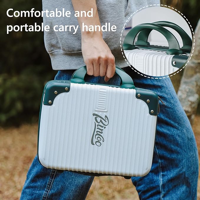 Bincoo Coffee Maker Travel Case for Barista Espresso Machine Travel Case Waterproof-Coffee Maker Storage Box with Comfortable Hand Hold Belt Suitable for Travelling Office Camping (White and green)