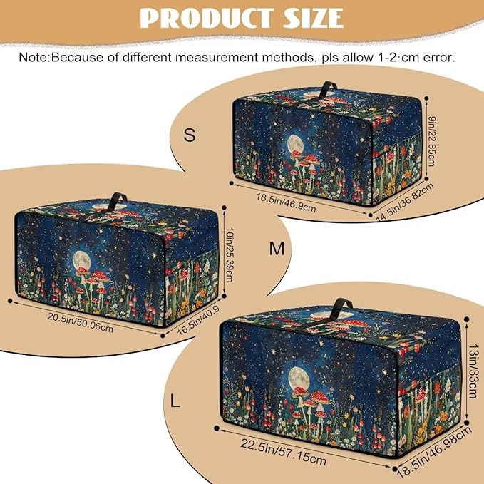 Convection Toaster Oven Cover with Storage Pockets Fits Machines Up to 20.5x16.5x10 Convection Toaster Oven Covers for Family Kitchen Essential Mushroom Flower