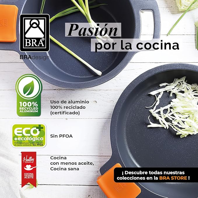 Bra Efficient 7-Piece Cast Aluminium Non-Stick Cookware Set for All Heat Sources Including Induction