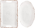 Gibson Home Mauna Melamine 2 Piece 18.7'' &amp 18'' Serving Tray Set – Ice White