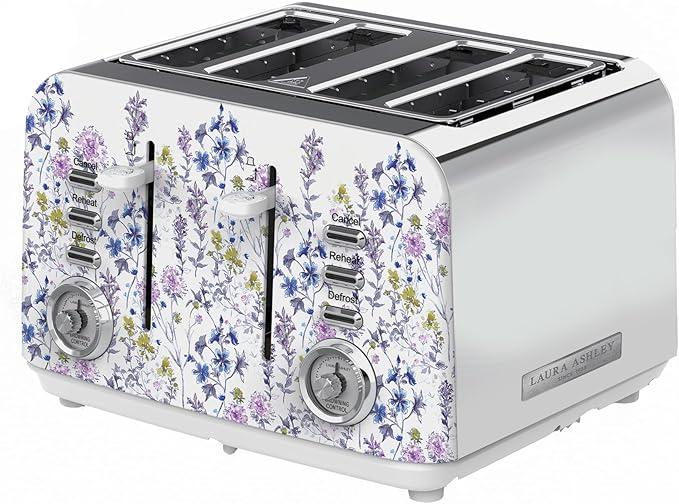VQ Laura Ashley Stainless Steel 4 Slice Toaster Wild Meadow