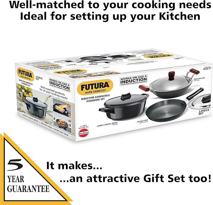 Futura Hard Anodised Induction Compatible Set 3-Pieces