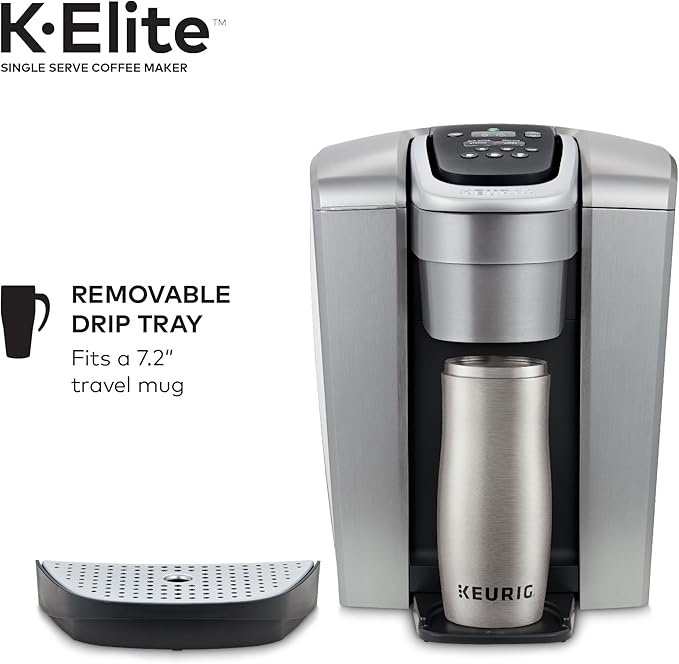 Keurig K-Elite Coffee Maker Single Serve K-Cup Pod Coffee Brewer With Iced Coffee Capability &amp 3-Month Brewer Maintenance Kit Includes Descaling Solution Water Filter Cartridges &amp Rinse Pod