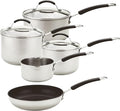 Meyer Induction Milkpan Saucepans and Frypan Set of 5-10 Year Guarantee 50.5 x 33 x 24.5 cm Silver