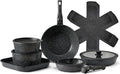 17 Piece Pots and Pans Set Granite Nonstick Kitchen Cookware Induction Black