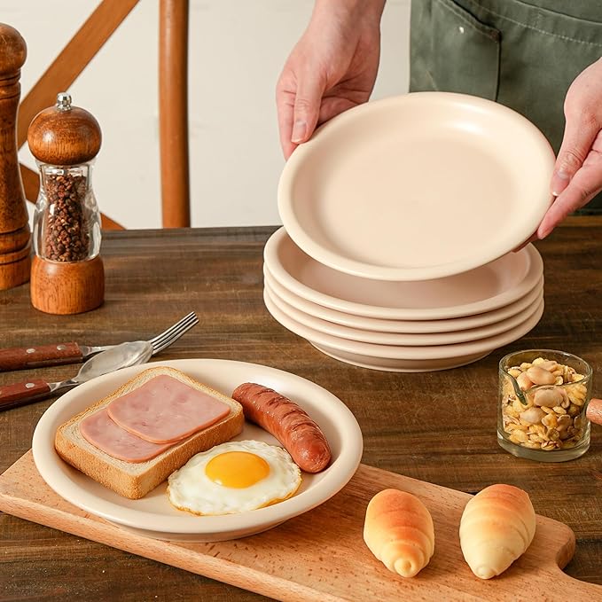 Plates and Bowls Sets 12 Piece Ceramic Stoneware Dinnerware Set for Family and Gatherings Dishes Set for 4 Dishwasher &amp Microwave Safe Handcrafted Dishware Sets Terracotta White