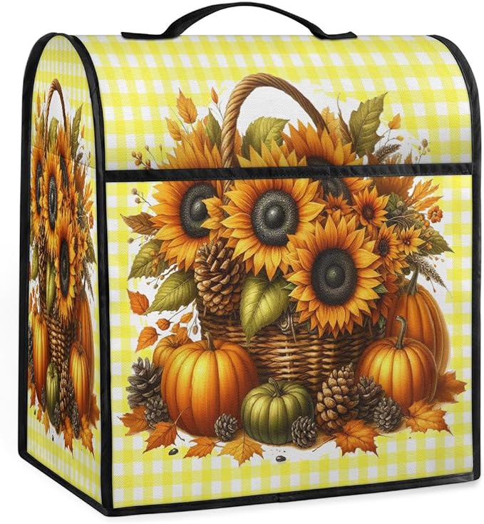 cfpolar Kitchen Aid Mixer Cover Compatible with 6-8 Quarts Pumpkin Sunflower Pinecones Stand Mixer Cover Kitchen Aid Mixers Accessories Appliance Organizer Bag Dust Covers with Zipper Pocket