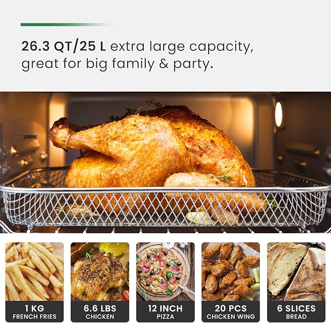 VAL CUCINE 10-in-1 Smart Air Fryer - Extra-Large Convection Countertop Toaster Oven - Brushed Stainless Steel Finish - 26.3 QT/25 L