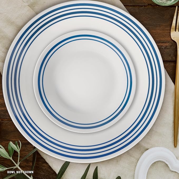 Corelle Vitrelle 18 Piece Glass Dinnerware Sets Service for 6 Triple Layer Chip &amp Crack Resistant Glass Plate and Bowl Sets Laila