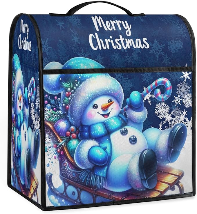 cfpolar Kitchen Aid Mixer Cover Compatible with 6-8 Quarts Christmas Snowman Candy Cane Stand Mixer Cover Kitchen Aid Mixers Accessories Appliance Organizer Bag Dust Covers with Zipper Pocket