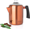 Mixpresso Copper Stainless Steel Coffee Percolator Stovetop 37oz Classic Percolator Coffee Pot Great For Camping Pot 5-8 Cup Stove Top Espresso Maker Cool-Touch Handle