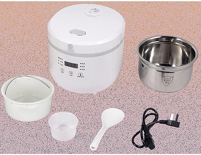 Rice Cooker 2L Large Capacity Purple Sand leaching Kettle+304 Stainless Steel Outer for Family Dormitory (Black) (Black)