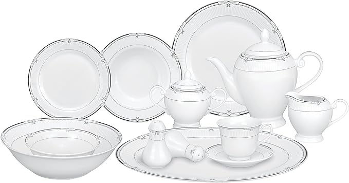 Lorren Home Trends 57-Piece Porcelain Dinnerware Set Rio Service for 8