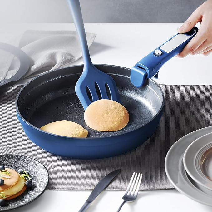 CAROTE 22pcs Pots and Pans Set Non Stick Nonstick Cookware Set Dishwasher/Oven/Fridge Safe Pots and Pans Removable Handle RV Oven Safe Cookware Induction Kitchen Set Blue