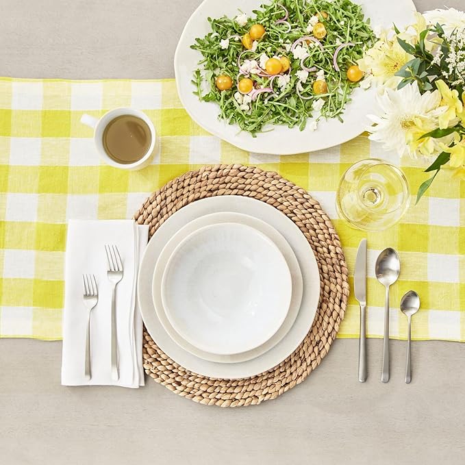Sur La Table Cloud Stoneware Dinnerware Set – 12-Piece Handcrafted Ceramic Collection Made in Portugal with Reactive Glaze Organic Design Dishwasher &amp Microwave White